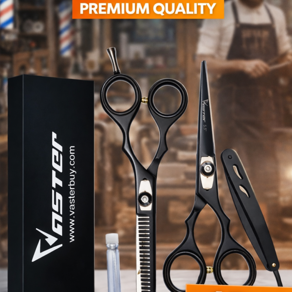 VASTER 5.5” Professional Barber Scissors Razor Set